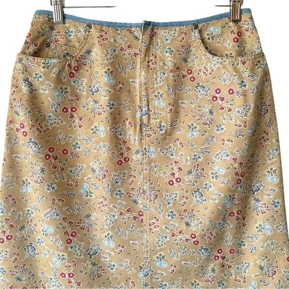 Vintage Cottagecore Skirt Size 10 100% Cotton Floral LizWear Jeans 5 Pocket - Picture 2 of 13